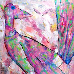 Original Painting by Artist Rachael Potter Titled "Mythical Bird" Abstract